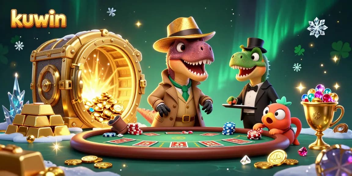 Kuwin players master casino strategy with a velociraptor and stegosaurus at the blackjack table