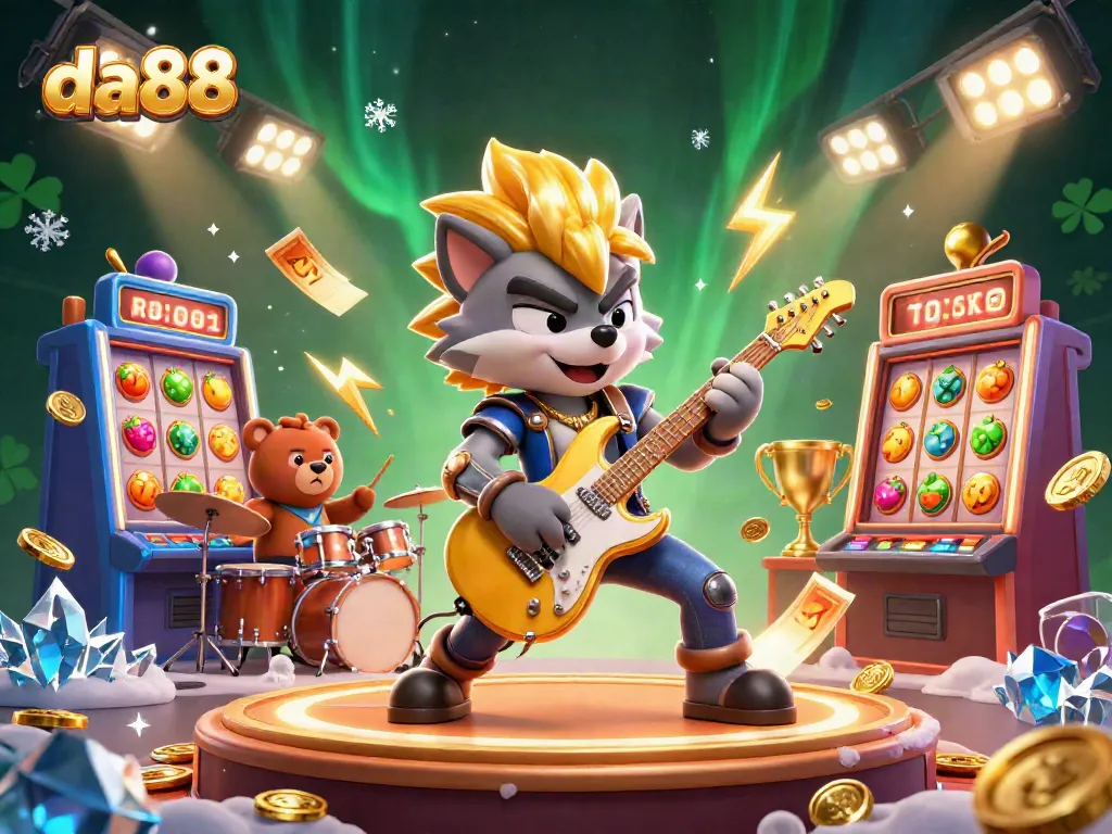 Experience the excitement at da88 with a lively casino-themed illustration showcasing fun gaming elements.