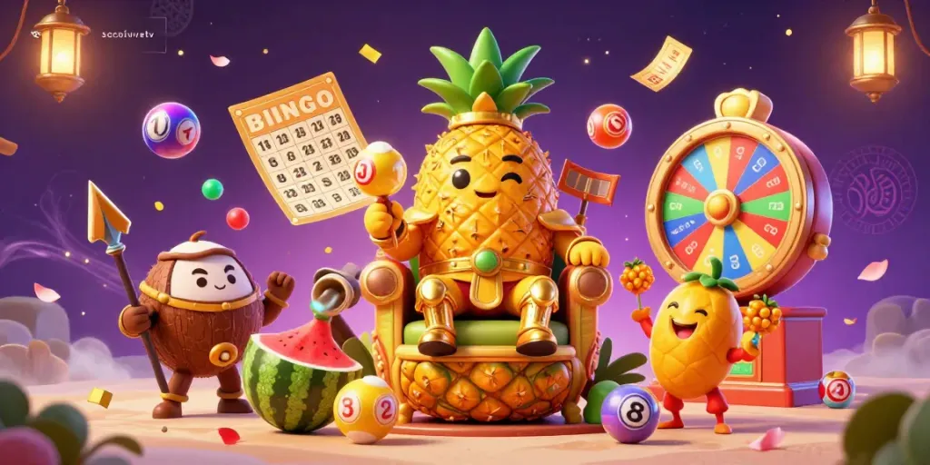 Watch a colorful festival of gambling with socolivetv at a lively beach casino featuring vibrant characters and dynamic game elements.