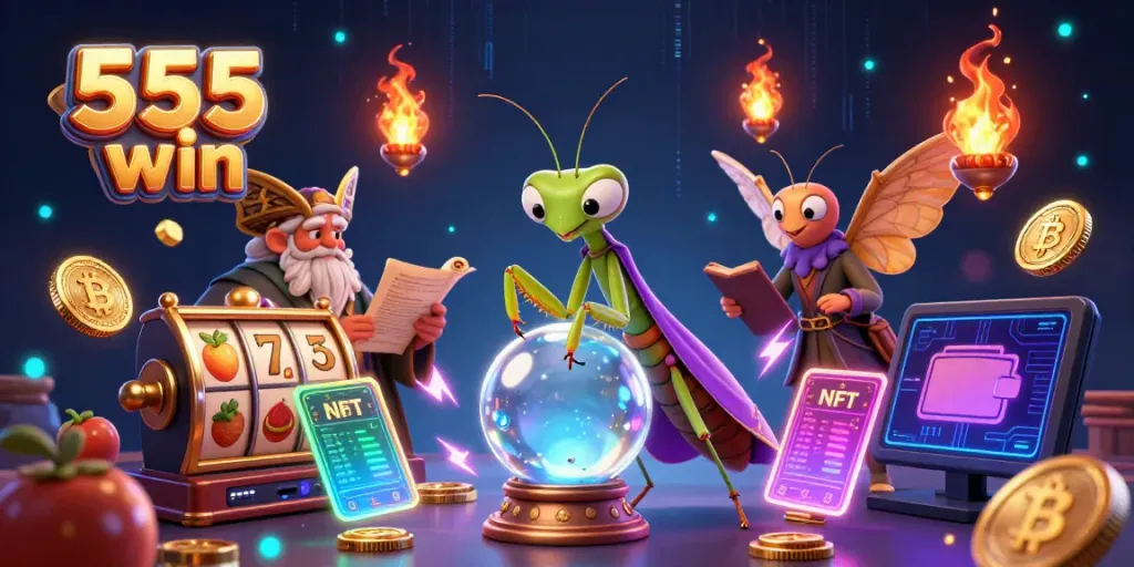 Experience the excitement of 555 win with an enchanting fortune teller and dynamic gaming elements.