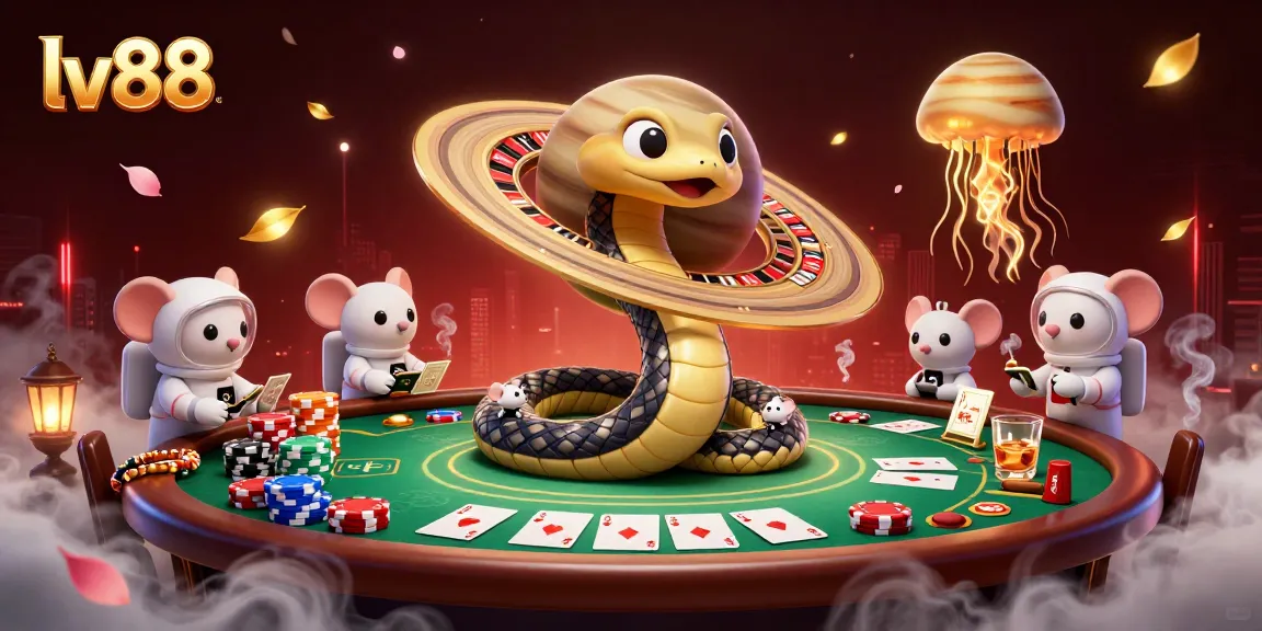 Experience winning at lv88 casino with a vibrant cosmic gaming scene featuring unique characters and dynamic gameplay elements.