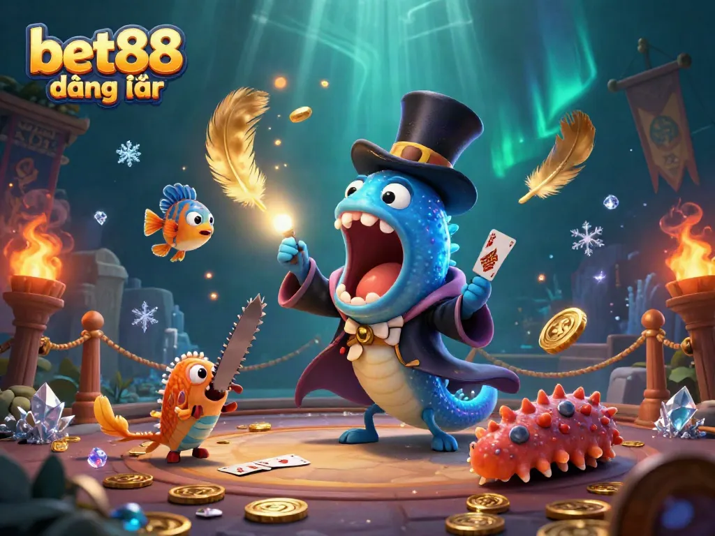 Experience the thrill with bet88 đăng nhập as a glowing gulper eel performs card tricks.