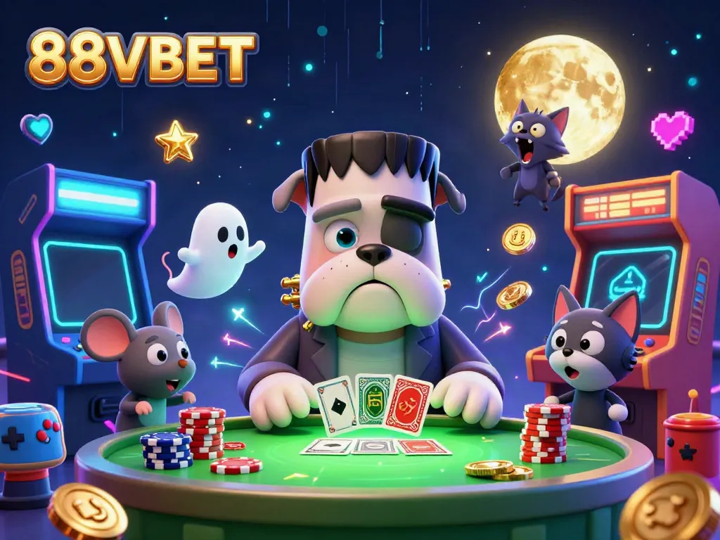 Play thrilling casino games at 88VBET with vibrant characters and jackpot elements.