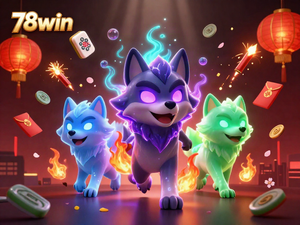 Experience top gaming thrills with 78win's vibrant ghostly wolves and casino aesthetics.