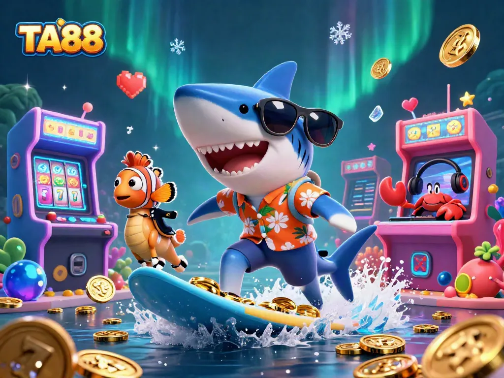 TA88 showcases a vibrant underwater casino scene with animated characters, coins, and slot elements.