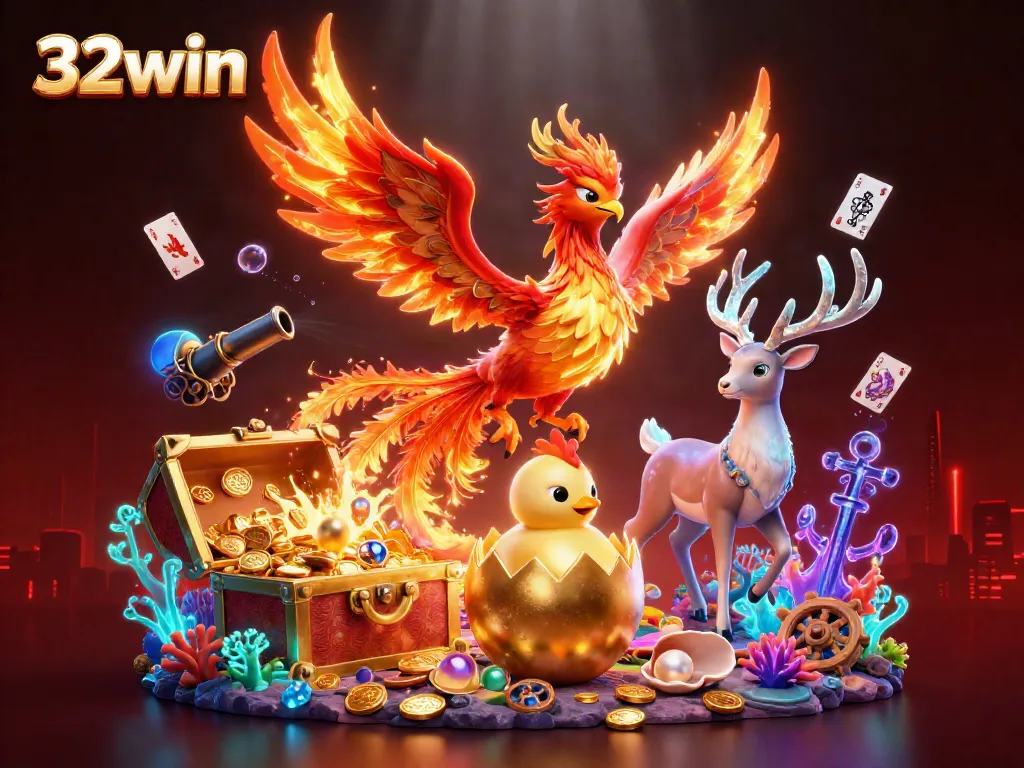 Engage in thrilling gaming at 32win with dazzling casino elements, showcasing excitement and rewards.