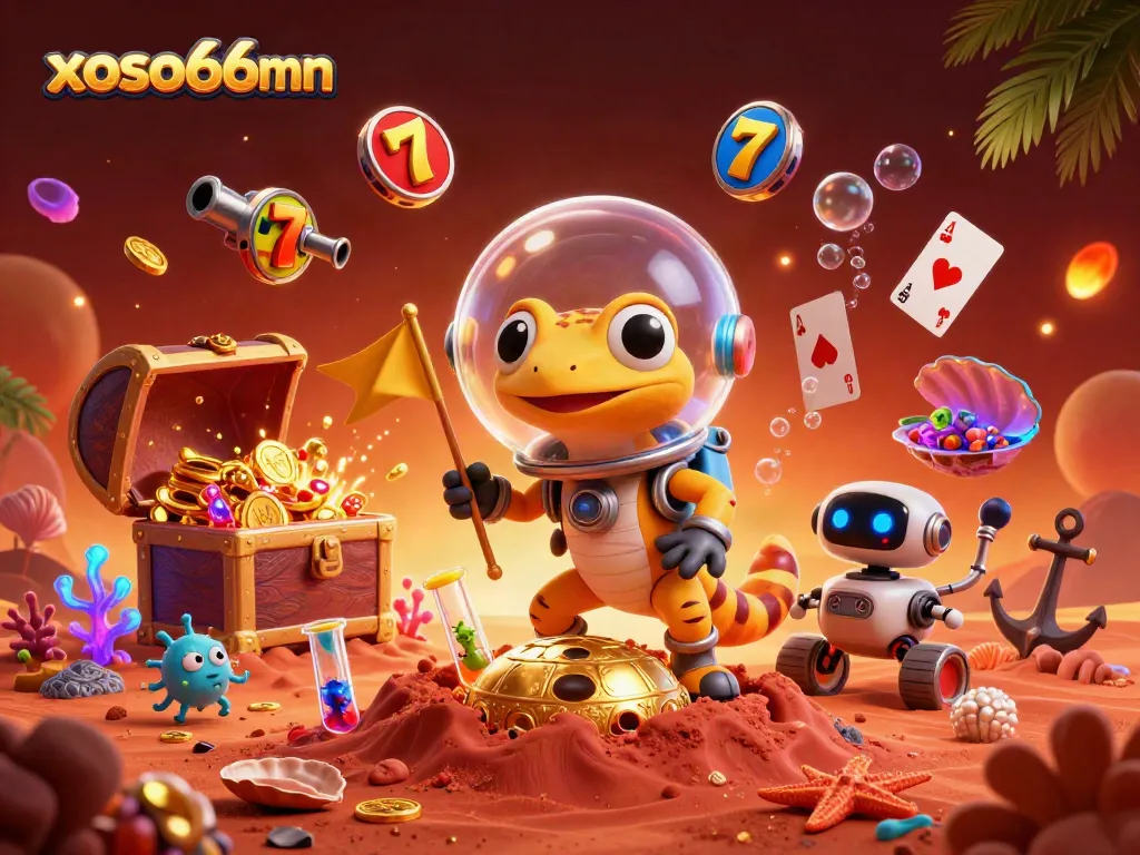 Experience the excitement of xoso66mn with a Martian gecko revealing a buried golden casino.