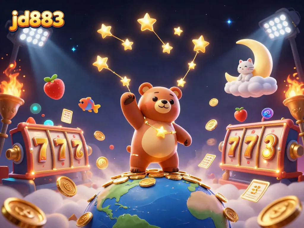 Experience thrilling slot games with jd883 in a vibrant, golden universe.