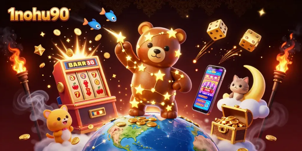 Experience thrilling gameplay at 1nohu90 with vibrant jackpot symbols and golden treasures.
