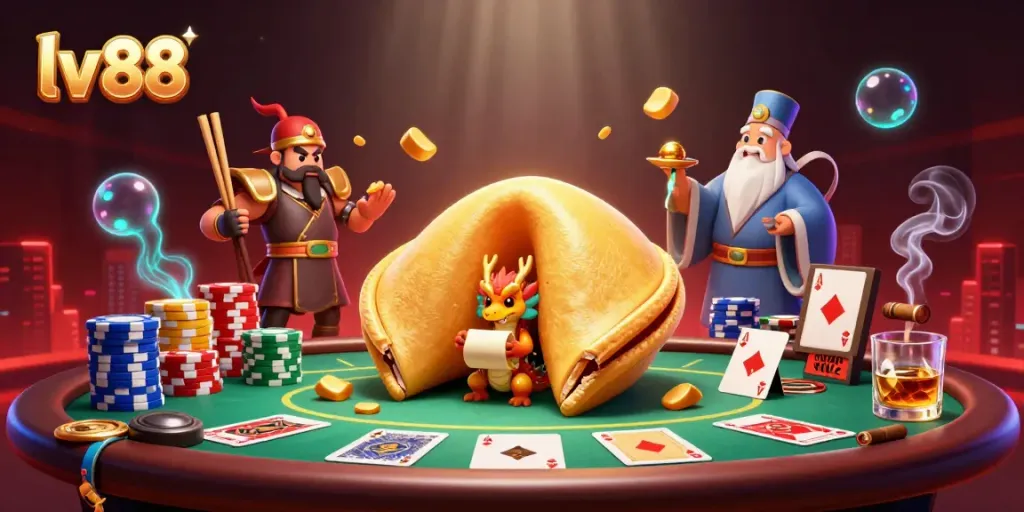 Experience the excitement of lv 88 with a vibrant scene showcasing a dragon and poker elements.