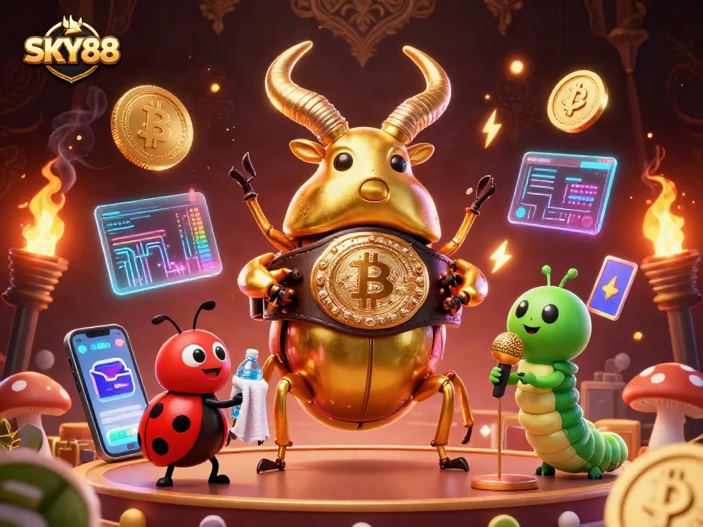 Engage in thrilling gameplay with SKY88 featuring vibrant 3D characters in a dynamic casino setting.