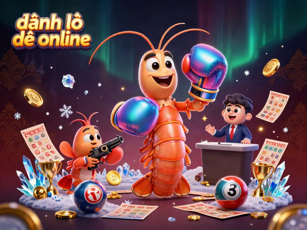Engaging scene representing đánh lô đề online with vibrant 3D characters and lottery elements.