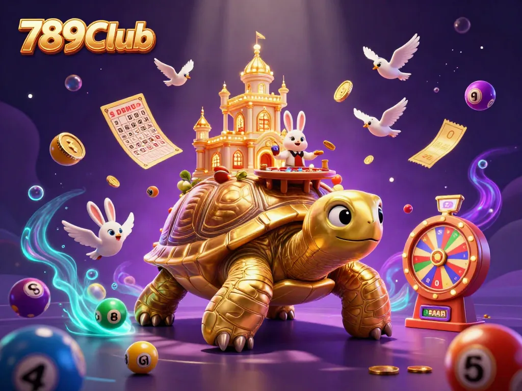 Experience the excitement of 789Club's casino world with golden tortoise and rabbit dealer.