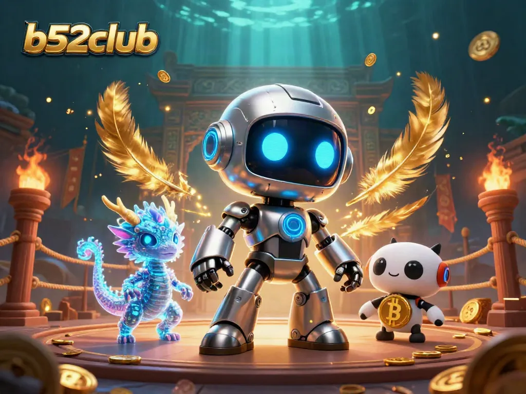 Win big with b52club in this vibrant 3D cyberpunk casino scene filled with action and excitement.