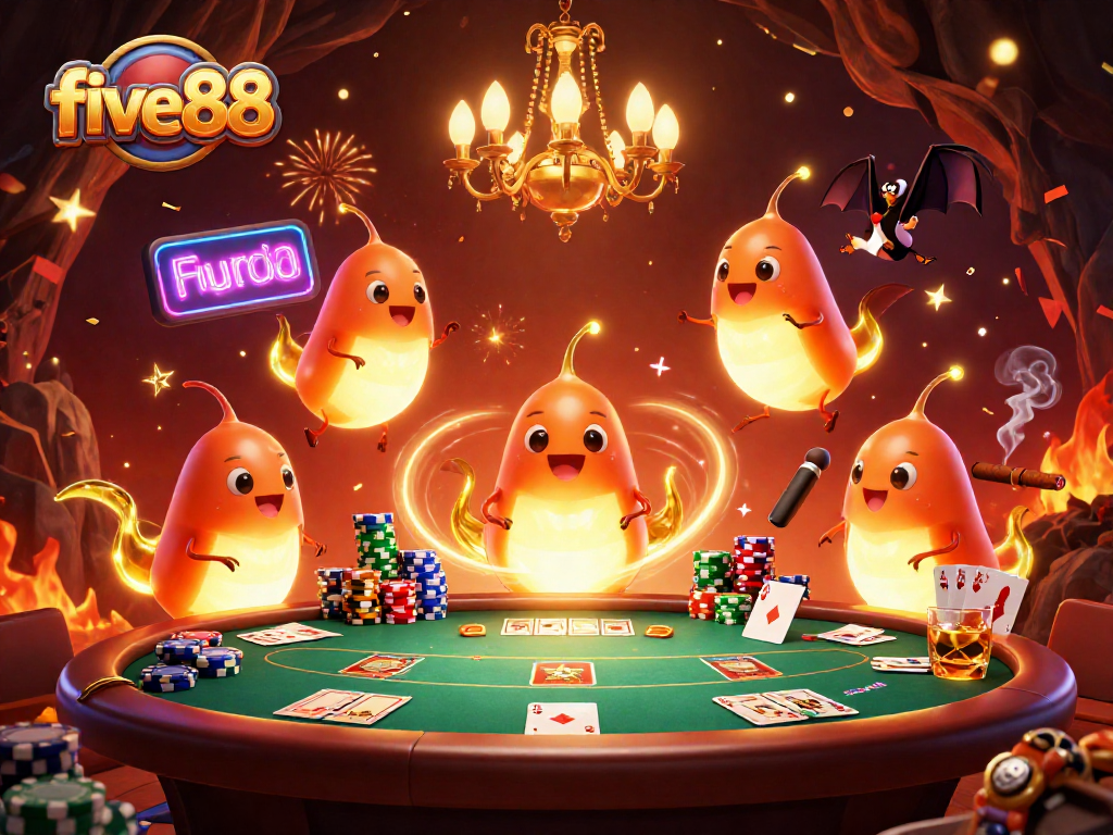 Experience thrilling action at five88 with glowworms lighting up a lively casino scene.