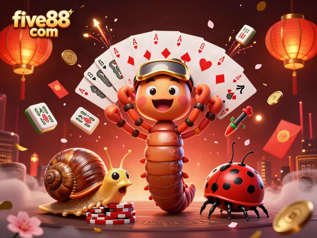 Experience the excitement of five88 com with a thrilling 3D casino scene featuring unique characters.