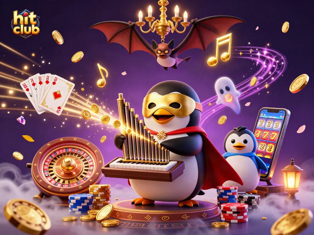 Explore the hit club with a vibrant 3D casino illustration showcasing exciting gaming elements and characters.