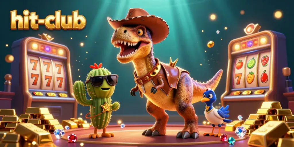 Experience the excitement of hit-club gambling with vibrant slot reels and jackpot treasures.