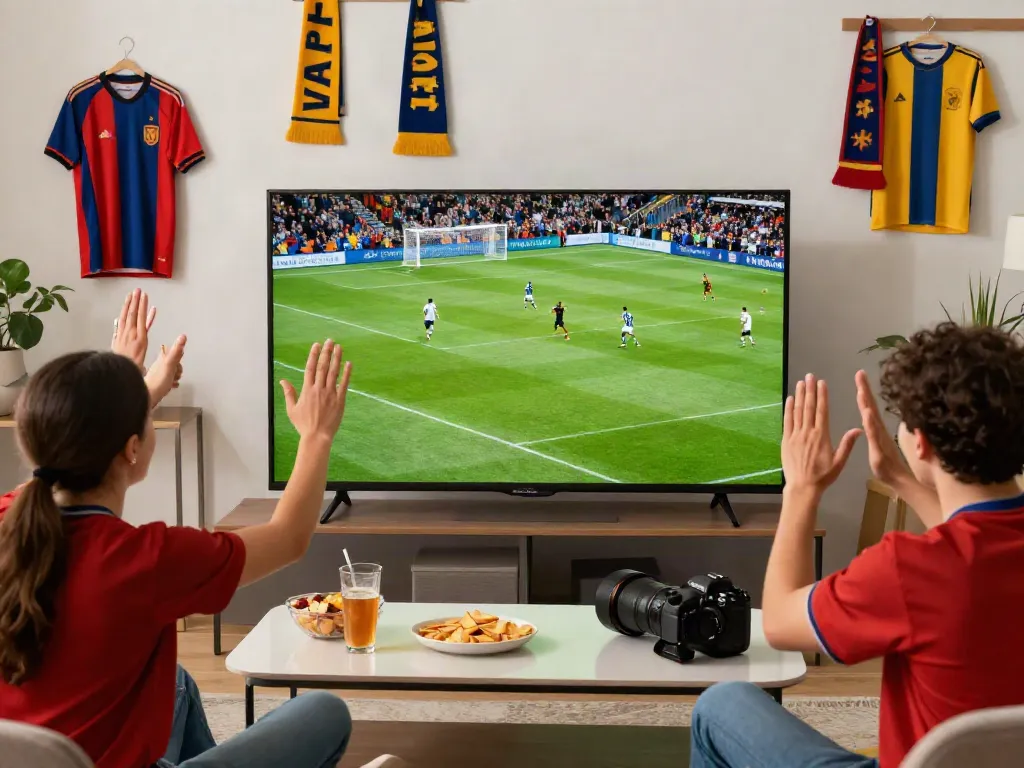 Fans enjoying an exciting match on xoilactv, capturing joyous celebrations and team spirit.