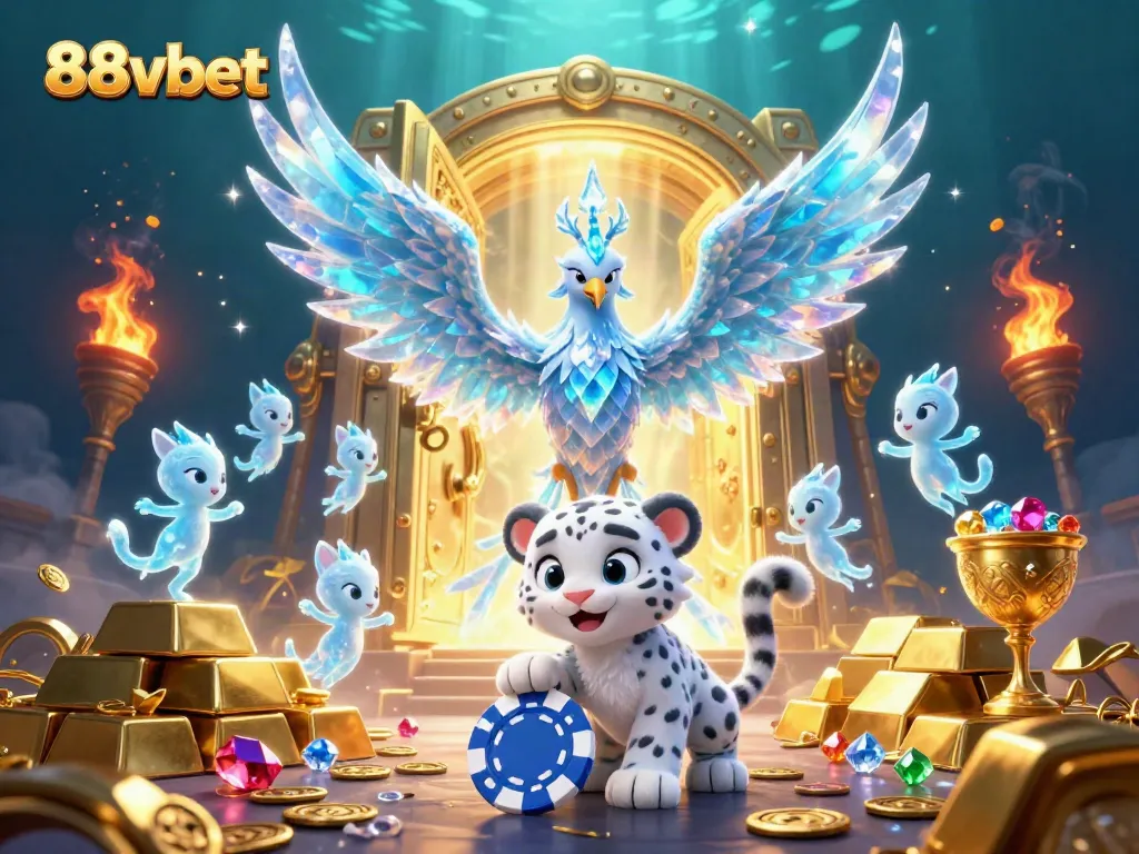 Engage in thrilling gameplay at 88vbet with a vibrant casino-themed scene featuring sparkling treasures.