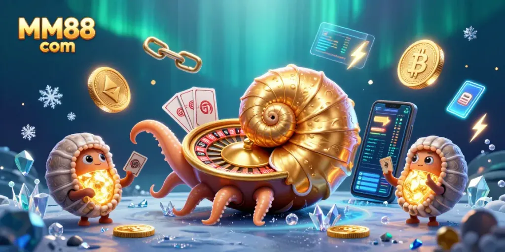 Join the action at MM88 com with vibrant casino elements and 3D characters symbolizing adventure.