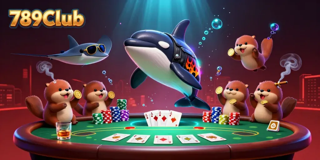 Experience thrilling gameplay with 789CLub characters in an engaging, vibrant casino scene.