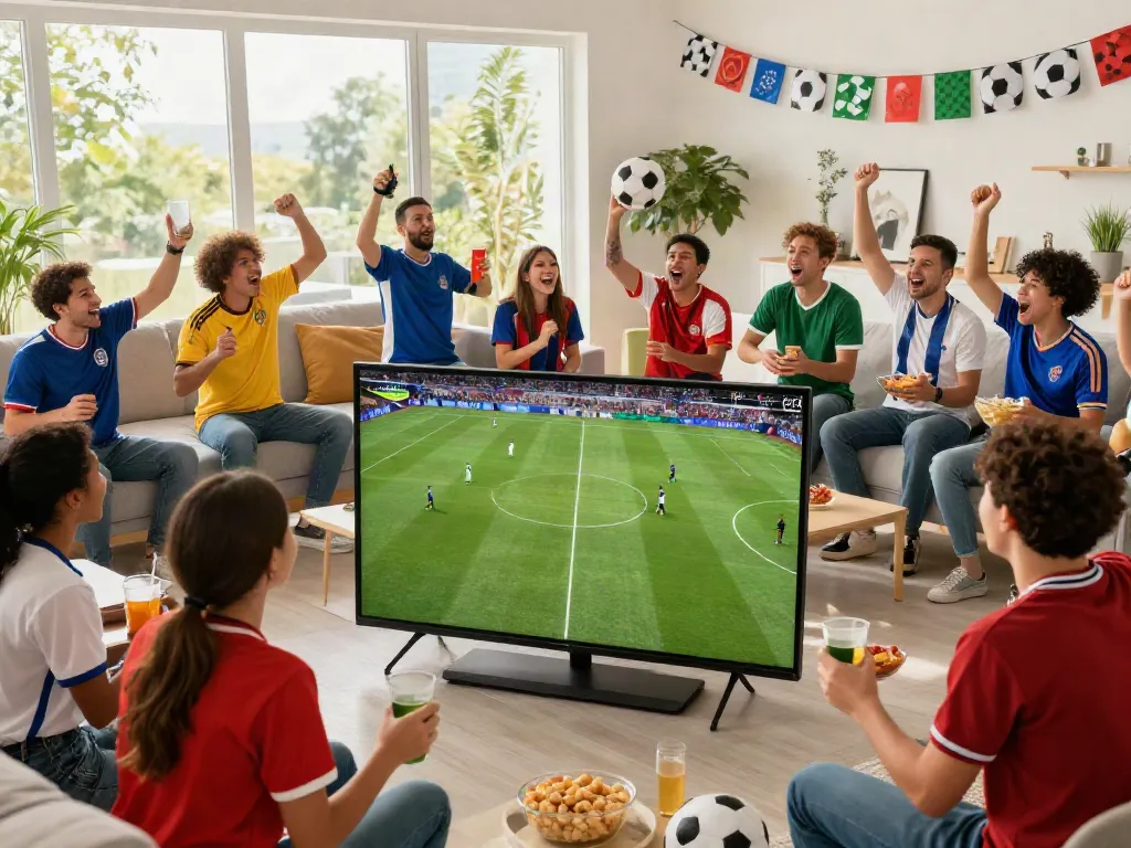 Fans enjoying live cakhiatv football match in a lively atmosphere.