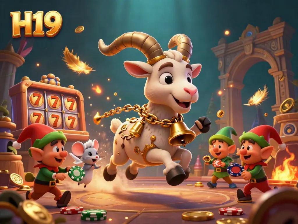 Experience thrilling gameplay at H19 casino with a festive casino scene depicting action and excitement.