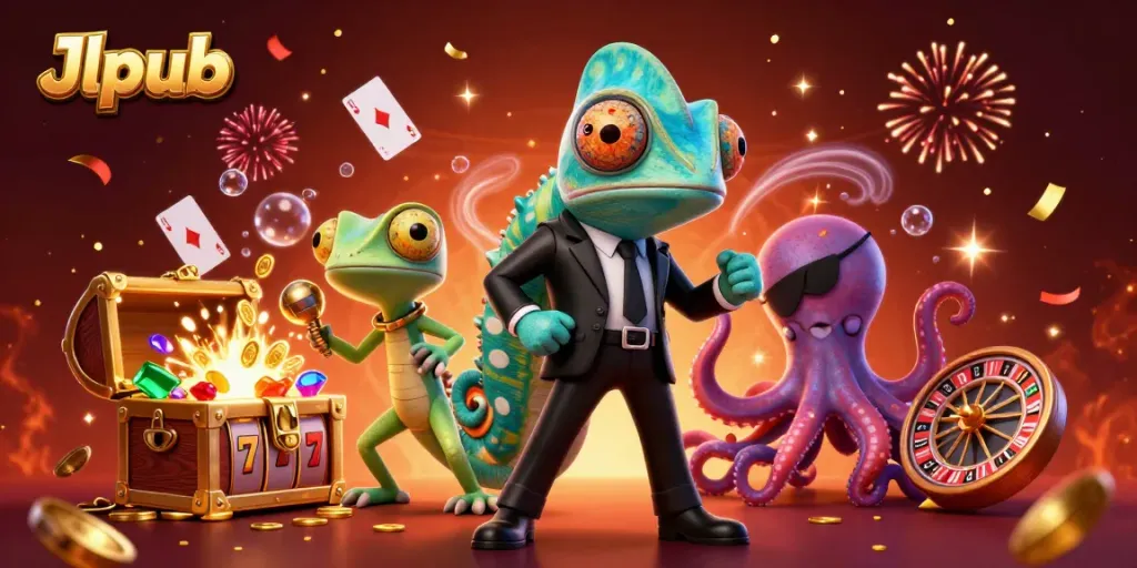 Experience thrilling moments at Jlpub with dynamic casino action featuring colorful characters and gaming elements.