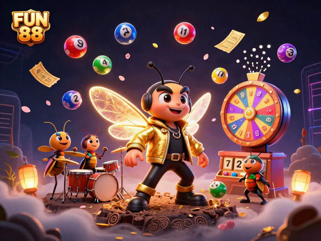 Experience the thrill of FUN 88 with the rock star cicada and an energized casino atmosphere.