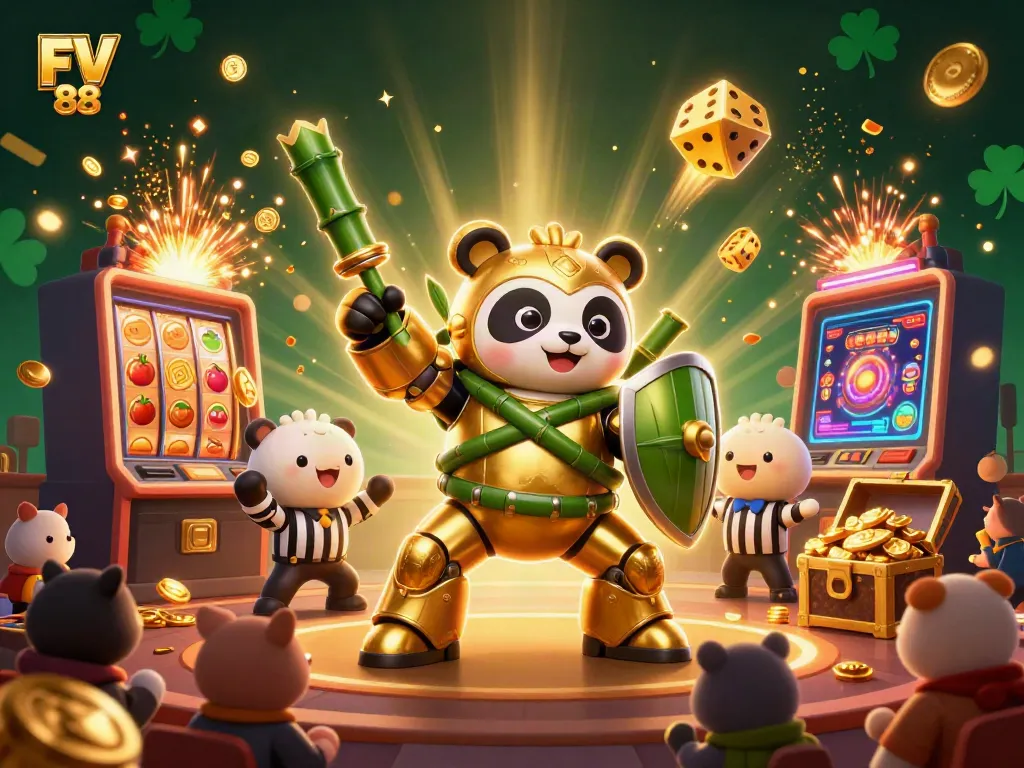 Experience thrilling jackpots and excitement at FV 88 with this vibrant, action-packed casino illustration.