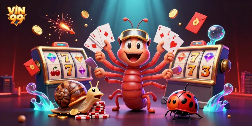 Experience the excitement of VIN 99 with vibrant 3D casino characters and dynamic game elements