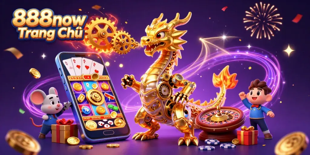 Engage with thrilling games at 888now Trang Chủ featuring a dragon and dynamic casino elements.