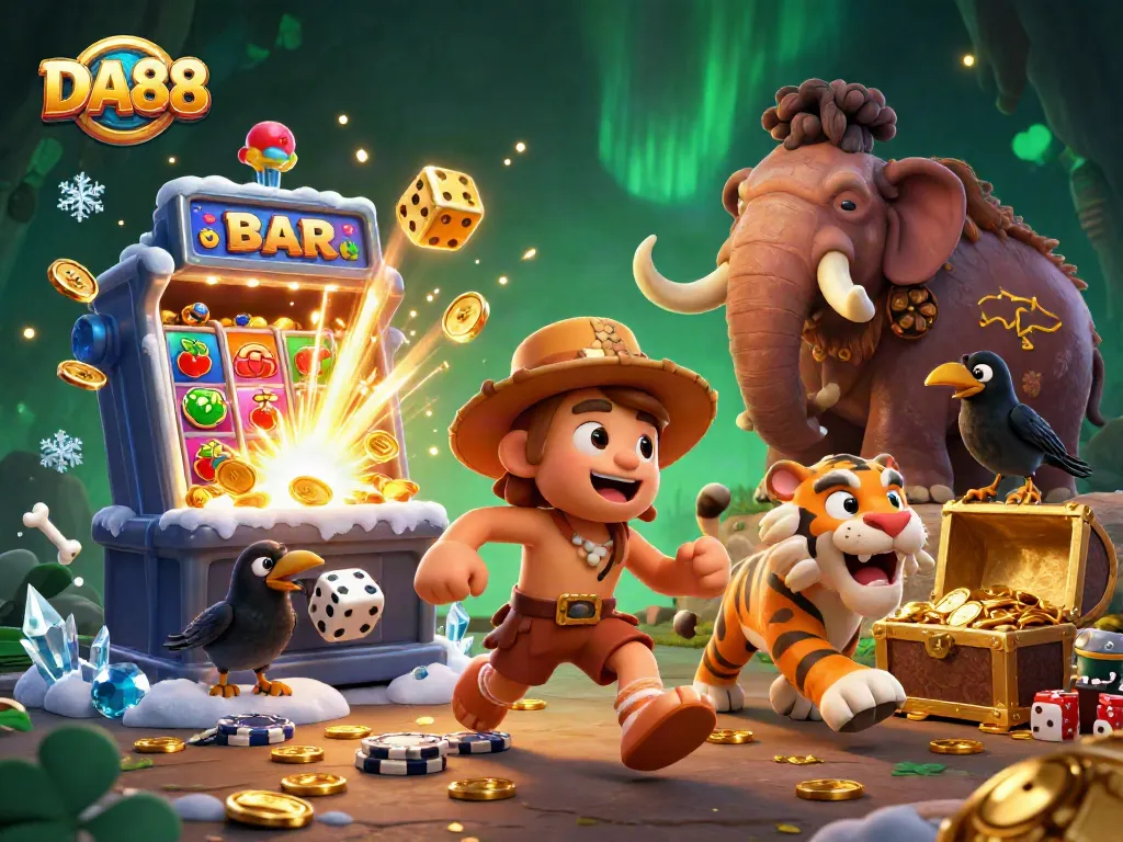 Experience thrilling wins with DA88 in a vibrant prehistoric casino setting.