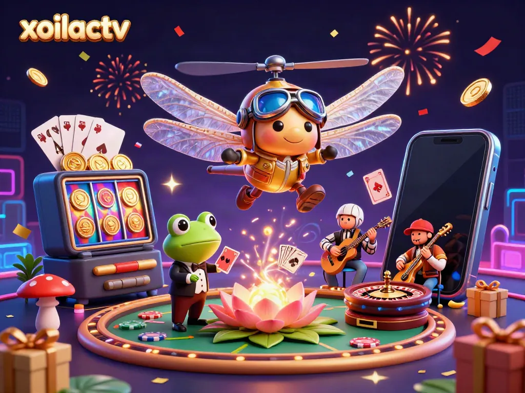 Experience exciting games at xoilactv, featuring dynamic casino action with colorful slots and lively characters.