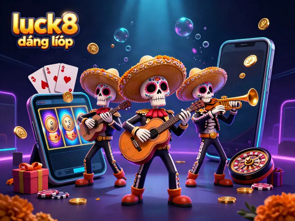 Engage in thrilling gameplay with luck8 đăng nhập, featuring a lively mariachi scene amid vibrant casino elements.