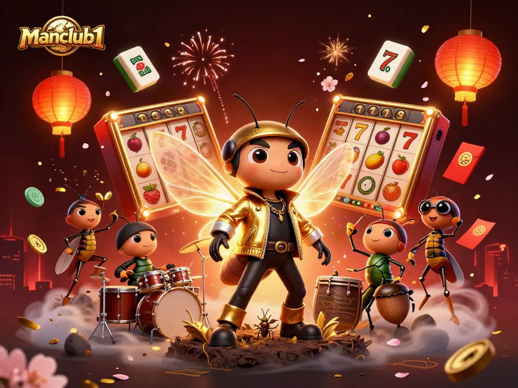 Spin to win at manclub1 in this vibrant 3D casino illustration featuring dynamic characters and joyful elements.