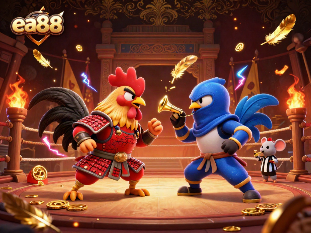 ea88 feature exciting roosters competing in an action-packed online casino scene
